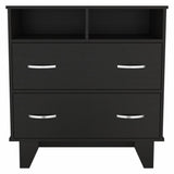 32" Black Manufactured Wood Two Drawer Dresser