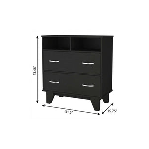 32" Black Wood Two Drawer Dresser