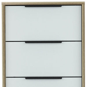 18" Brown And White Five Drawer Chest