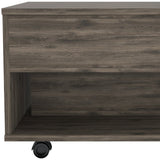 22" Dark Brown Manufactured Wood Rectangular Lift Top Coffee Table With Drawer