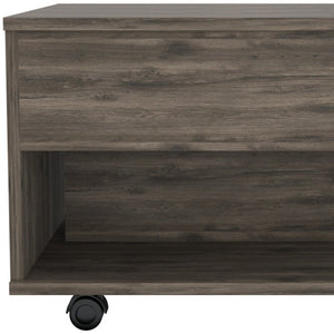 22" Dark Brown Manufactured Wood Rectangular Lift Top Coffee Table With Drawer