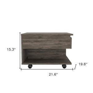 22" Dark Brown Manufactured Wood Rectangular Lift Top Coffee Table With Drawer