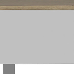 32" White And Light Oak Manufactured Wood Rectangular Lift Top Coffee Table With Drawer And Shelf