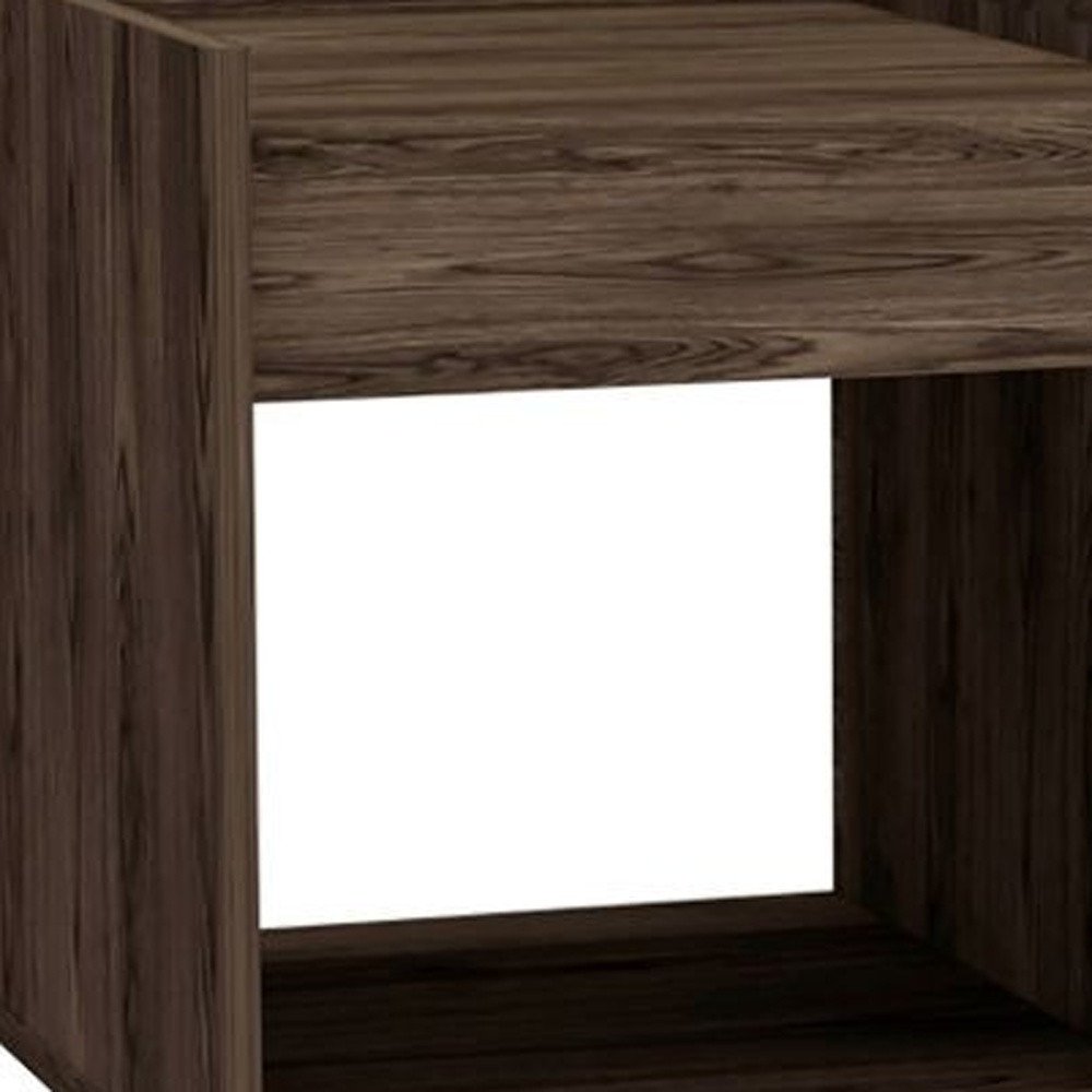 32" Dark Walnut Manufactured Wood Rectangular Coffee Table With Shelf