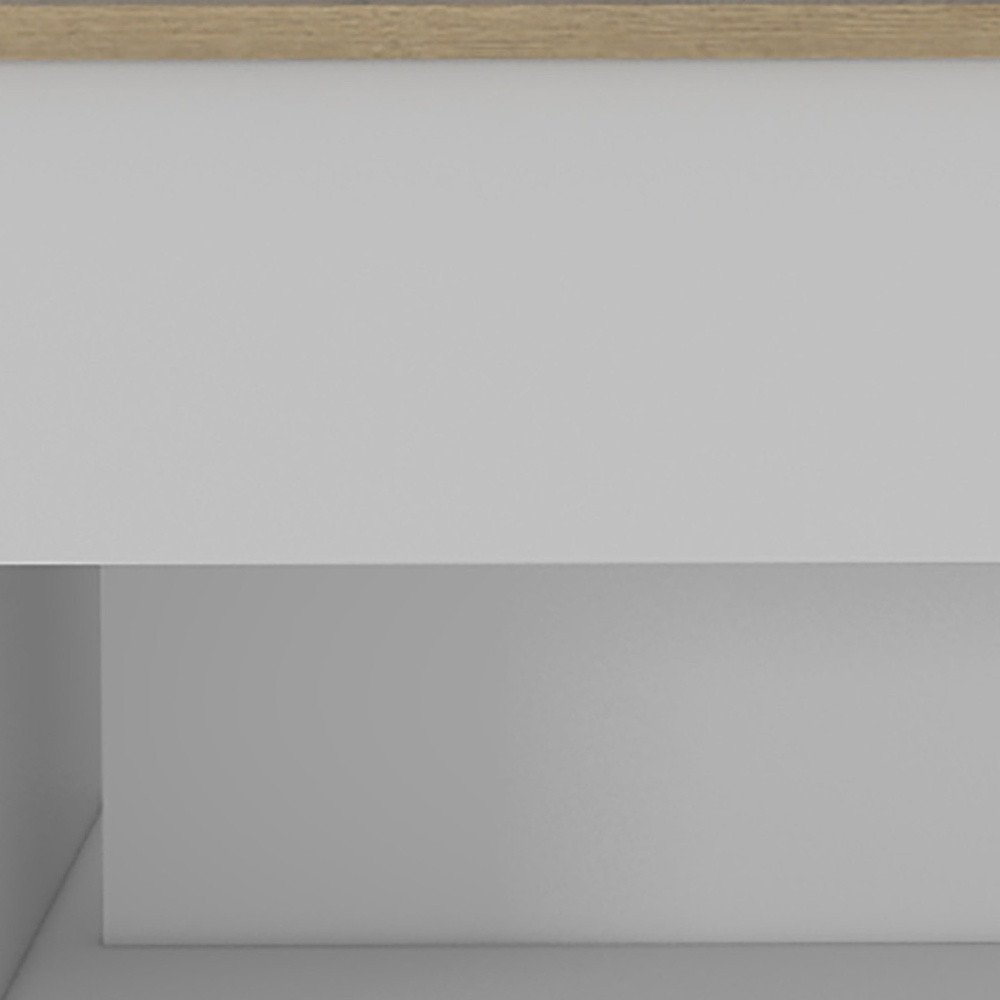 22" White And Light Oak Manufactured Wood Rectangular Coffee Table With Drawer