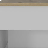 22" White And Light Oak Manufactured Wood Rectangular Coffee Table With Drawer