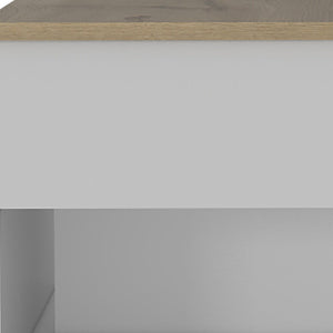 22" White And Light Oak Manufactured Wood Rectangular Coffee Table With Drawer