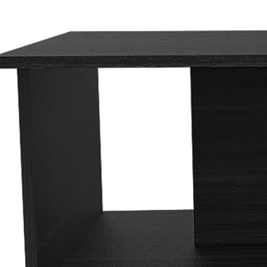 35" Black Wood Abstract Coffee Table