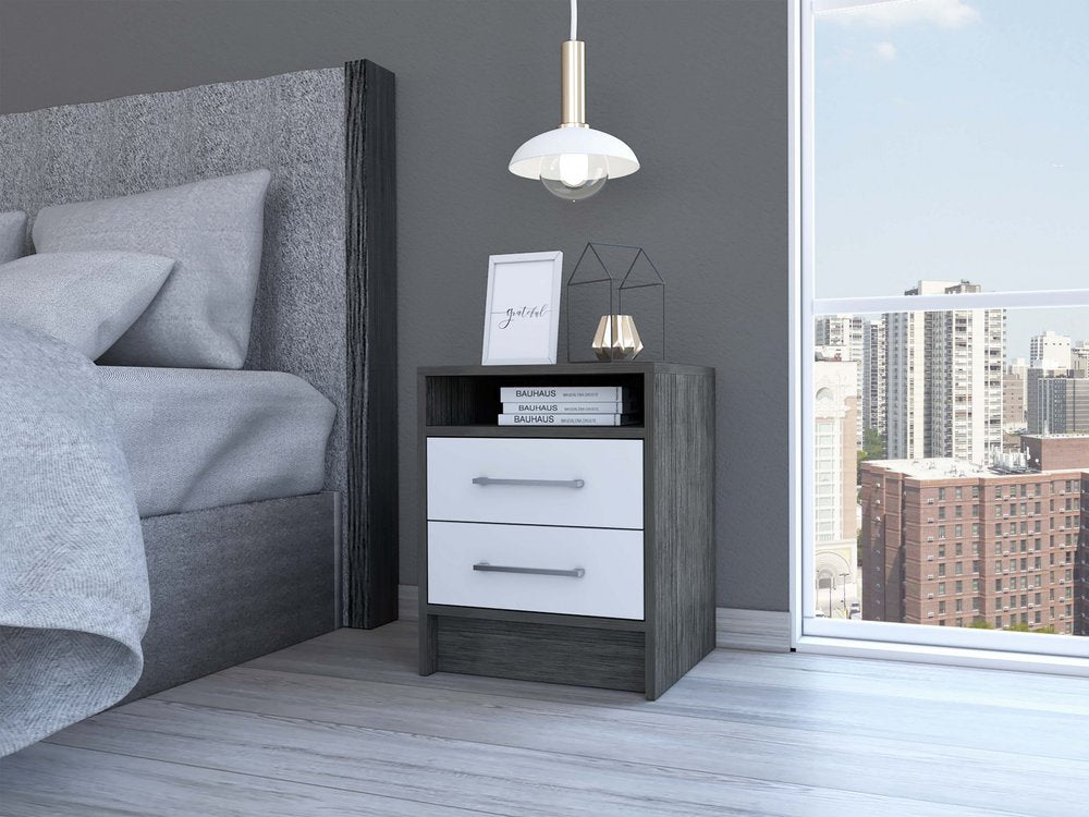 20" Wood Two Drawer Nightstand