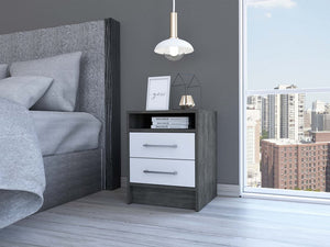 20" Wood Two Drawer Nightstand