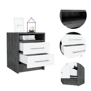 20" Wood Two Drawer Nightstand