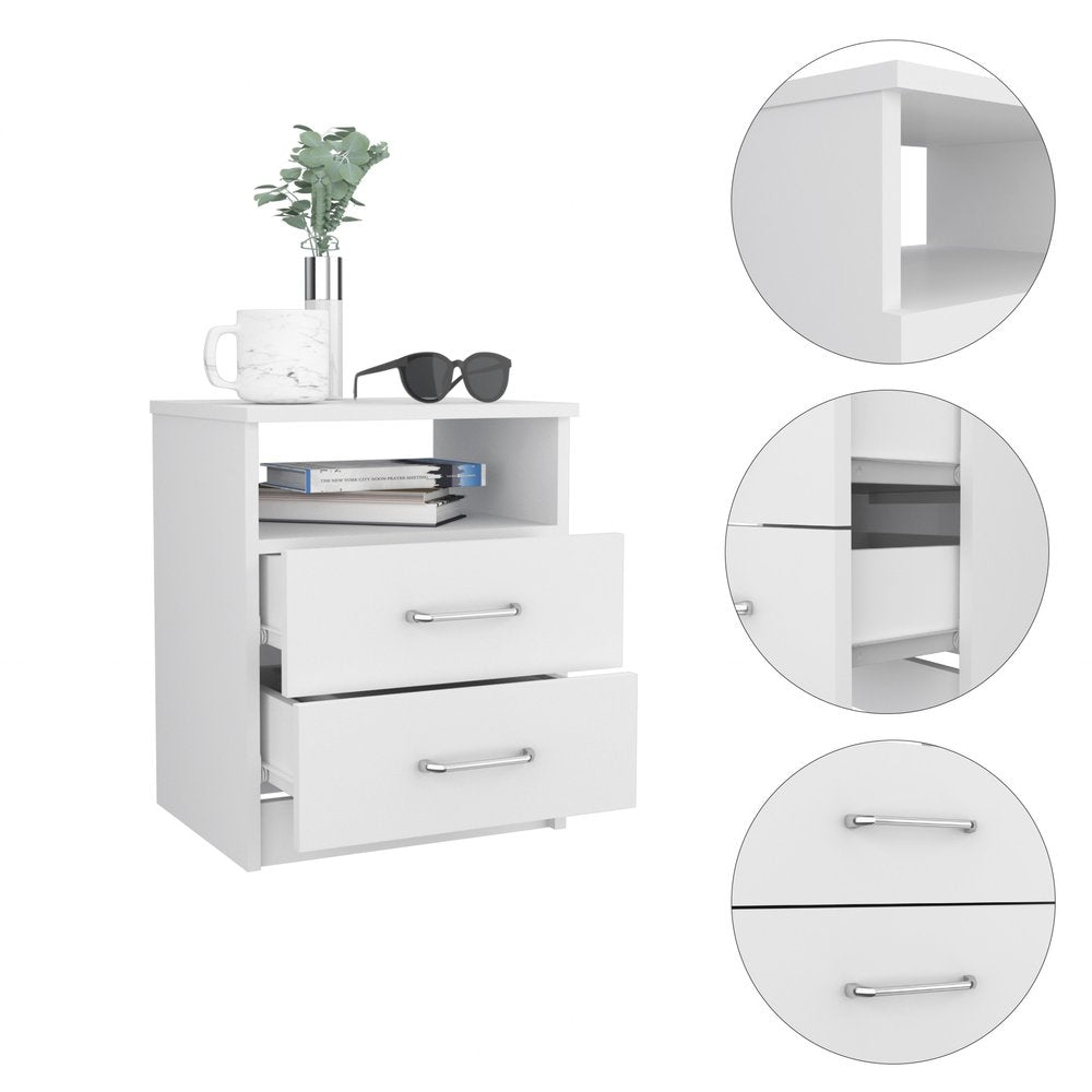 20" Wood Two Drawer Nightstand