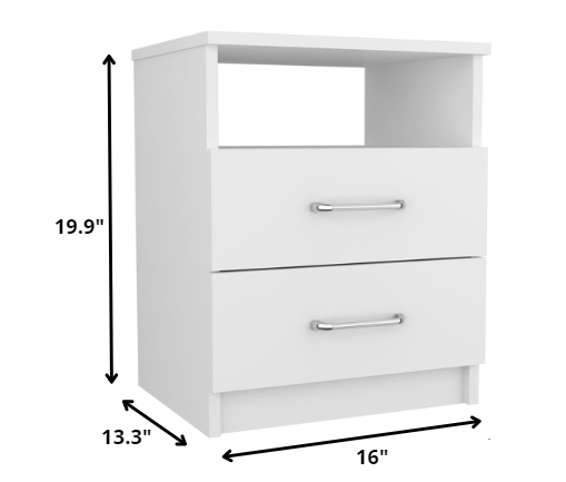 20" Wood Two Drawer Nightstand