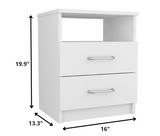 20" Wood Two Drawer Nightstand