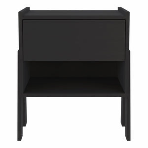22" Black Wood One Drawer Nightstand