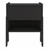 22" Black Wood One Drawer Nightstand