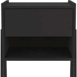 22" Black Wood One Drawer Nightstand