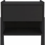 22" Black Wood One Drawer Nightstand