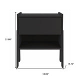 22" Black Wood One Drawer Nightstand