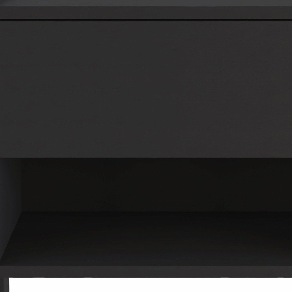22" Black Wood One Drawer Nightstand