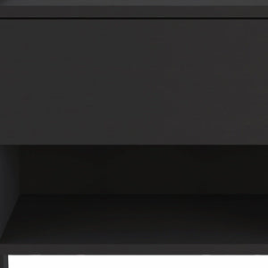 22" Black Wood One Drawer Nightstand