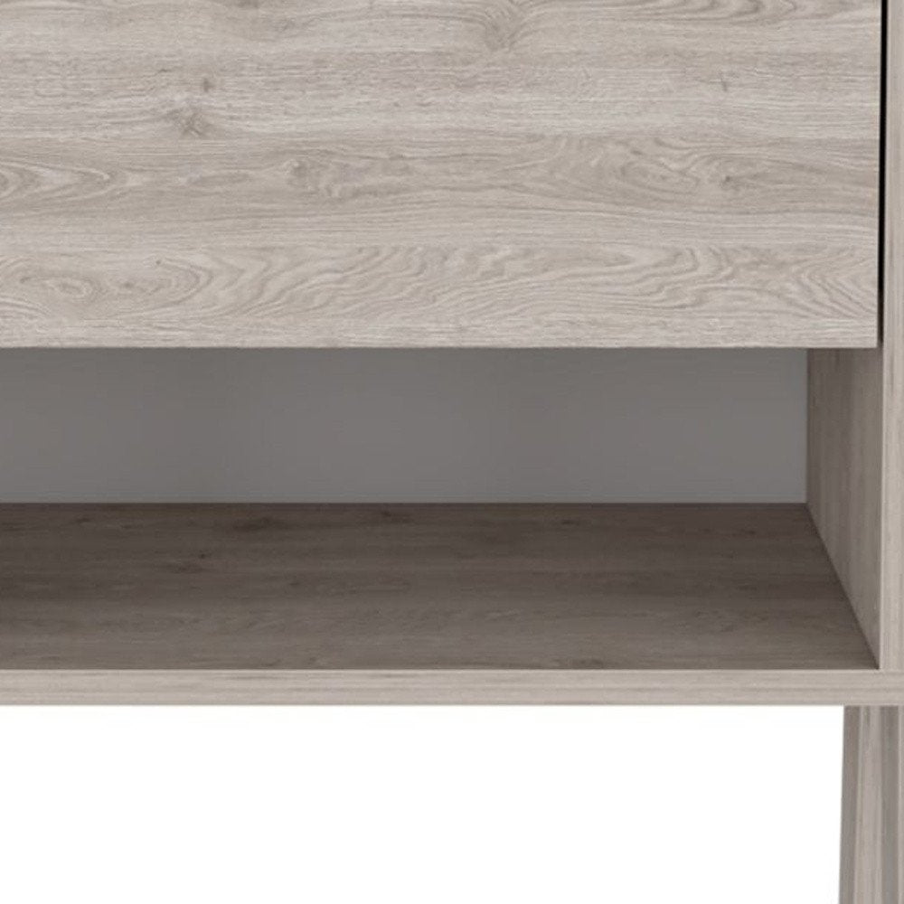 22" Light Gray Wood One Drawer Nightstand