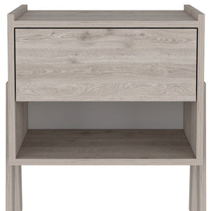22" Light Gray Wood One Drawer Nightstand