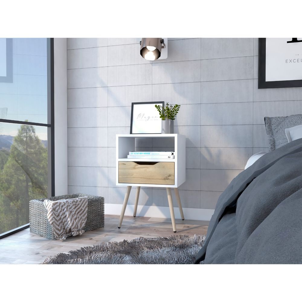 25" Wood One Drawer Nightstand
