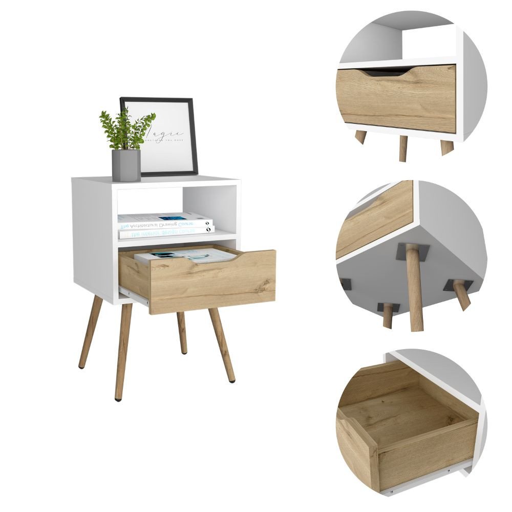 25" Wood One Drawer Nightstand