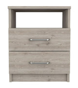 20" Light Gray Wood Two Drawer Nightstand