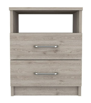 20" Light Gray Wood Two Drawer Nightstand