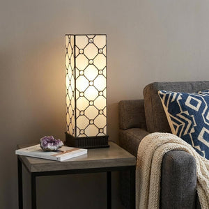 18" Tiffany Style Jeweled Dark Brown Base Table Lamp