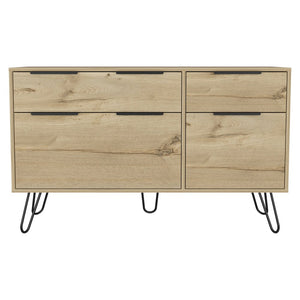 47" Brown And Black Wood Four Drawer Double Dresser
