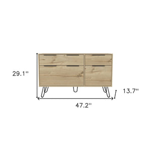 47" Brown And Black Wood Four Drawer Double Dresser