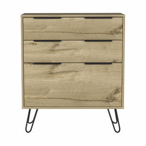 30" Brown And Black Wood Three Drawer Dresser