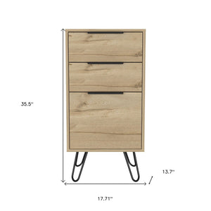 18" Brown And Black Wood Three Drawer Dresser