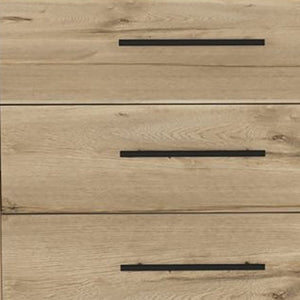 59" Natural And Black Wood Six Drawer Double Dresser
