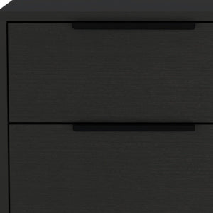 22" Black Wood Two Drawer Nightstand