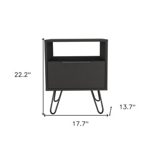 22" Black Wood Nightstand