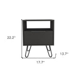 22" Black Wood Nightstand