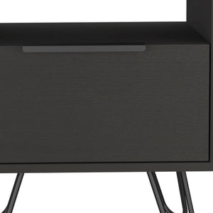 22" Black Wood One Drawer Nightstand