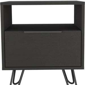 22" Black Wood Nightstand