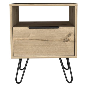 22" Oak Wood One Drawer Nightstand