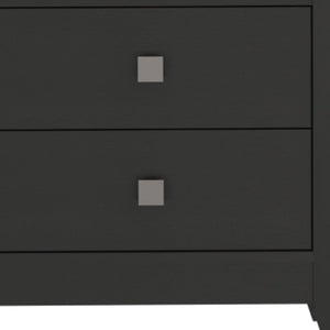 24" Black Wood Two Drawer Nightstand