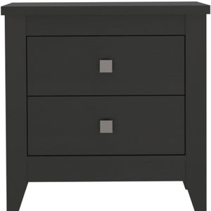 24" Black Wood Two Drawer Nightstand