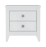 24" White Wood Two Drawer Nightstand