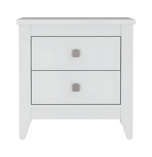 24" White Wood Two Drawer Nightstand