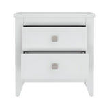 24" White Wood Two Drawer Nightstand