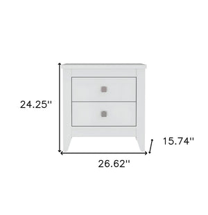 24" White Wood Two Drawer Nightstand