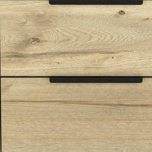 22" Oak Wood Two Drawer Nightstand